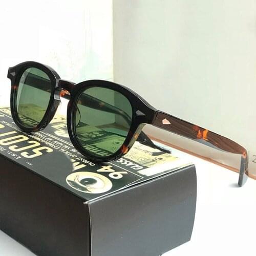 Johnny Depp Green Polarized Sunglasses Man UV400 Brand Vintage Acetate Frame LEMTOSH Sunglasses With Box Driving Shade Woman