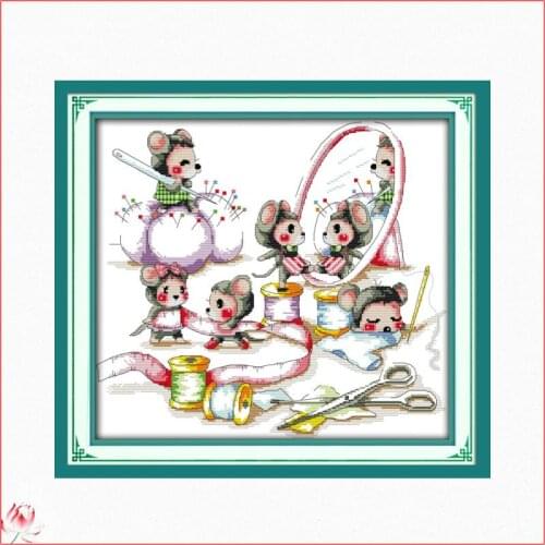 Mouse Little Tailor Cross Stitch Kit Embroidery Needlework Deco Counted 11CT 14CT Printed Stamped Crafts Canvas Thread Gift Sets