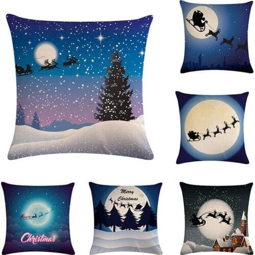 2018 Newest 45*45cm Cushion Cover Christmas Sled moon Sofa Bed Home Decoration Festival Pillow Case Cushion Cover digH709
