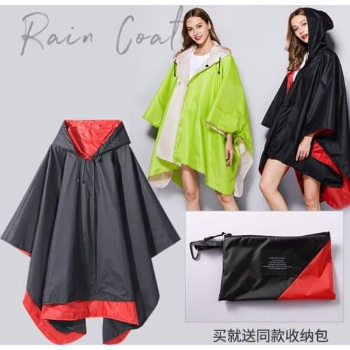 2021 New Two Sided Raincoats 3 in 1 Hooded Rain Poncho Waterproof Raincoat Jacket for Men Women Adults Outdoor Tent Mat