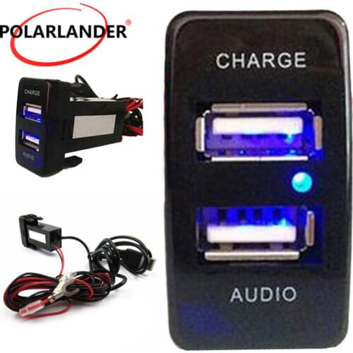 New Socket Dashboard Cell Phone 2.1A Dual USB Car Charger Audio putout MP3 Player ABS for Mazda hot