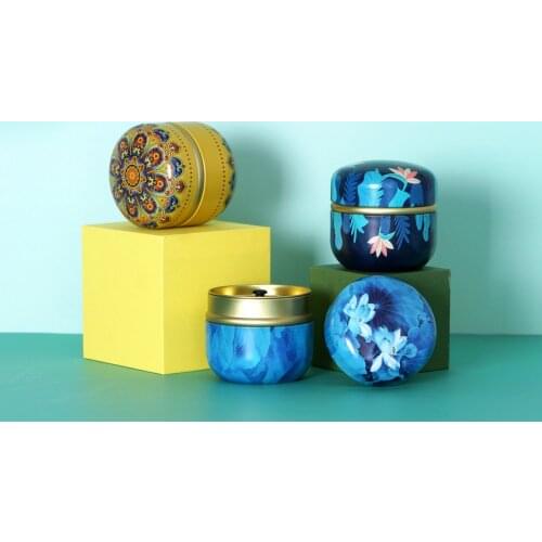 New Japanese-Style Mini Round Tea Cans Candy Chocolate Packaging Box Easter Small Sealed Jar Tin Box Desk Oraganizer Case