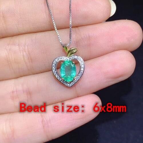 1Pc Natural Emerald stone necklace clavicle chain, noble and elegant full clean body flash 925 silver inlaid gifts for women
