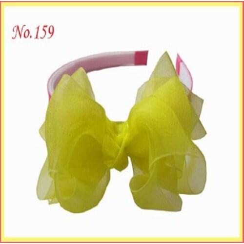 50 pcs BLESSING Girls Headband 3-3.5" Silk Flower + Double ABC Organza Bow 162 No. Hand Customize Hair Accessories Free Shipping