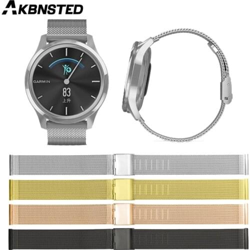 AKBNSTED Metal Stainless Steel Watch Strap For Garmin Move Luxe / Move Style Smart Watch Wristband 20 22MM Replacement Watchband