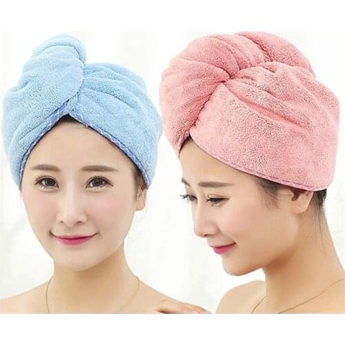 Girls Strong Absorption Hair Dry Caps Hair Drying Hat Quick-dry Hair Towel Bath Cap Hat Coral Fleece Microfiber Solid Towel