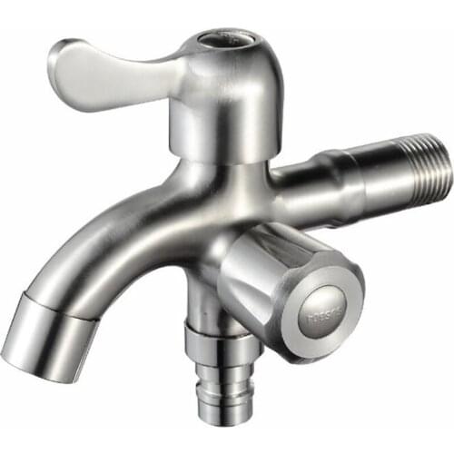 Stainless Steel Single Cold Washing Machine Faucet with 2 Water Spouts G1/2 Connect Bidet Faucet Water Tap Kitchen Bibcocks