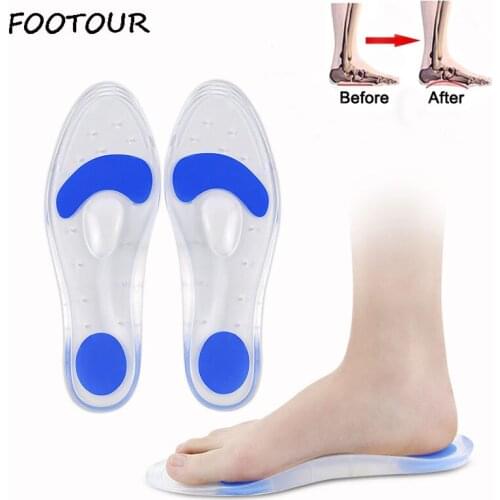 FOOTOUR Medical Silicone Gel Insoles Orthopedic Insoles for Flat Feet Arch Support Shoes Pad Heel Pain Plantar Fasciitis Pad