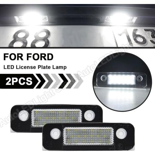 2Pcs LED License Plate Lights Lamps Bulbs Error Free 18-SMD 6000K Car Accessories For Ford Fiesta V Fusion Mondeo Mondeo MK2
