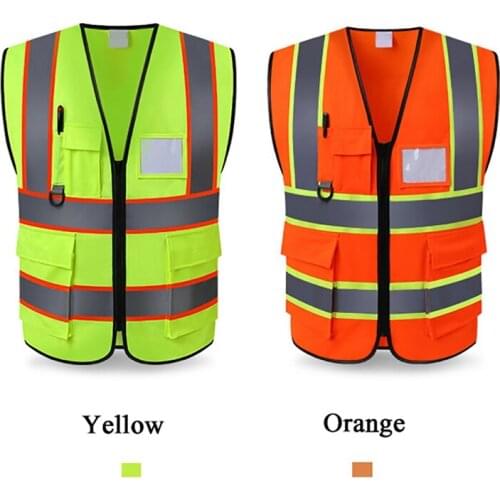 Reflective Vest High Visibility Multi Pocket Safety Gear Outdoor Protector Tank Top Construction Security Guard Outer Wear