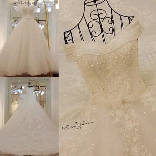 Vestidos de Noiva Princesa Renda Vintage Wedding Dress 2018 Sequined Lace China Bridal Gowns Beads Bow Long Train Wedding Gowns