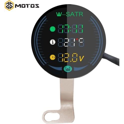 ZS MOTOS Motorcycle Waterproof 9-24V 3-in-1Night Vision Voltmeter Volt Gauge Display Table LED Volt Meter Time Temperature