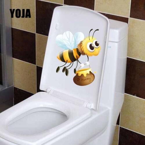 YOJA 18.7X23.2CM Funny Animal Cartoon Bee Bedroom Home Decor Wall Sticker Toilet Seat Decal T5-0935