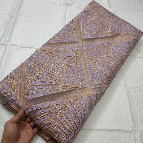 Jacquard Lace Fabric Brocade 2021 High Quality African Tulle Lace Fabric Organza Embroidery Party Prom Dress 5 Yard
