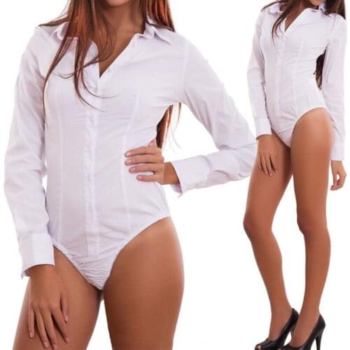 Women long Sleeve Casual Plain Bodysuit Elegant Ladies Romper Stretch Leotard Body Tops V Neck OL Clothes Dames Shirt