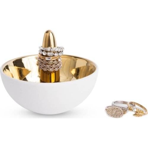 Golden ceramic mini jewelr plate displa plate ring earrings storage tra minimalist creative home decoration ok