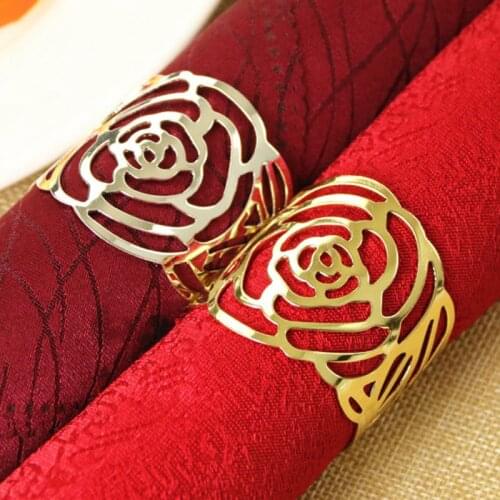 10pcs/set Hollow Pattern Serviette Rings Opening Napkin Holder Hotel wedding Party West Dinner table Decoration napkin buckle
