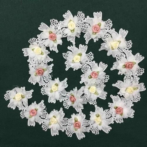 20x Colorful Rose Flower Pearl Embroidered Lace Trim Ribbon French Fabric DIY Sewing Craft For Costume Wedding Dress Decoration