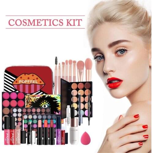 27PCS Primary Makeup Set Beginner Complete Makeup Kit Beauty Cosmetic Kit Eyeshadow Lipstick Makeup Brush Mascara Concealer