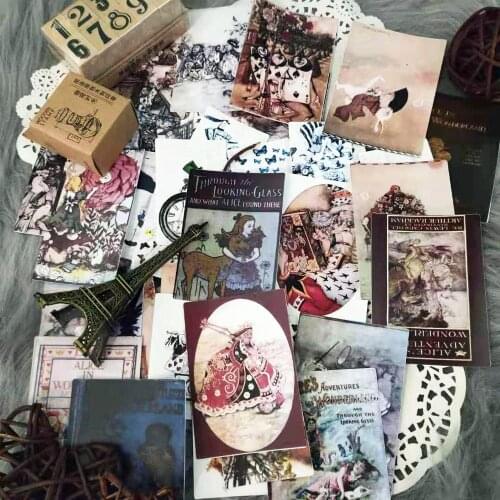 43 PCS\SET Retro Alice Poker Cute Girl\Rabbit\Mushroom Letter Journal Material Background Scrapbooking DIY Decoration Stickers