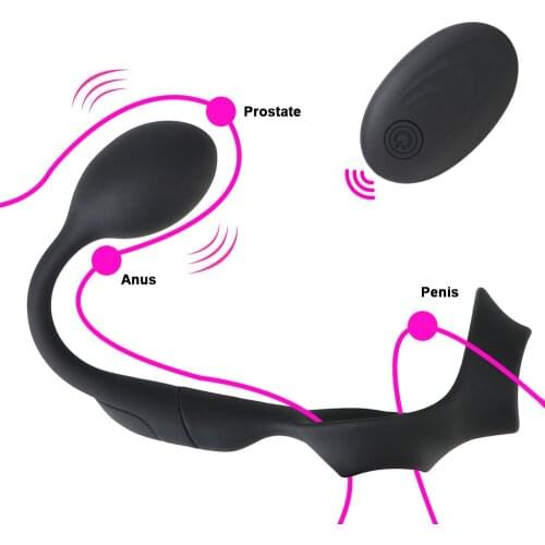 10 Speed Delay Ejaculation Ring Butt Plug Waterproof Male Prostate Massager Prostate Stimulator Sex Toy For Men