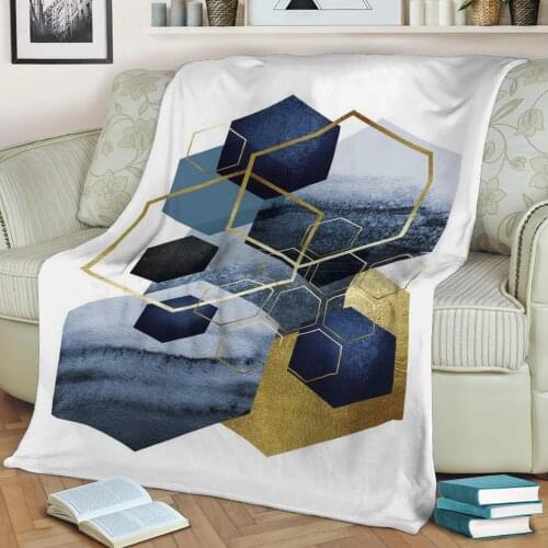 Geometric Shapes 3D Printed Velvet Plush Throw Fleece Blanket Bedspread Sherpa Blanket Home Decora