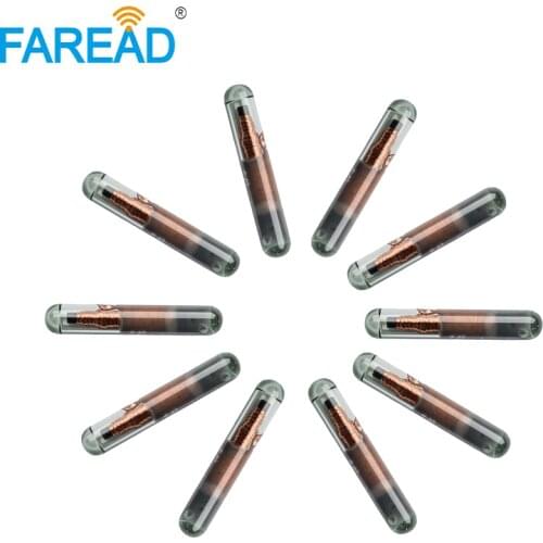 Free shipping x100pcs FDX-B RFID implant animal microchip glass tag 1.4*8mm transponder for birds identification
