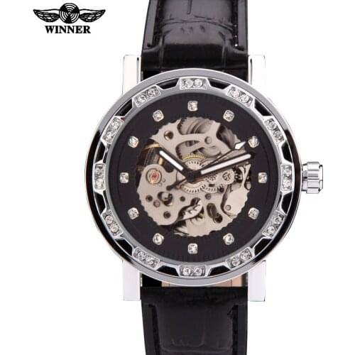 Watches men women unisex luxury brand winner dress skeleton automatic mechanical wristwatches leather strap relogio masculino