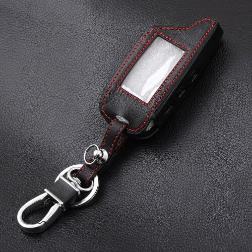 3 Buttons Black Leather Key Case Cover Key Bag For Starline B9 B6 A91 A61 Twage Two Way Car Alarm System keychain