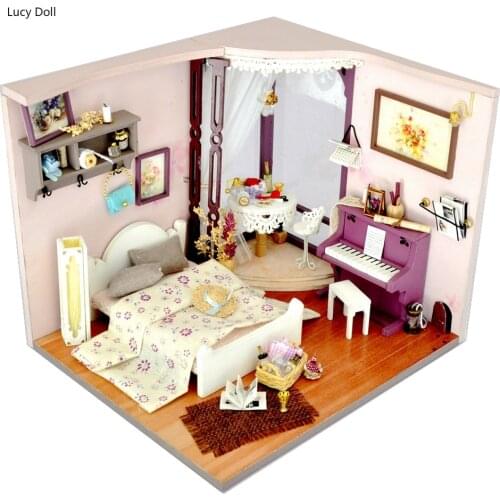 Diy Dollhouse Wooden Toys Miniature Dollhouse Educational Toys Assemble Miniaturas Doll House Furniture Puzzle Toys For Children