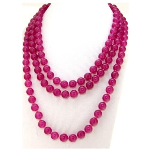 Long 50" Necklace Jades 8mm Round Beads Knotted Each Beads Single