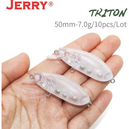Jerry Triton Unpainted Blank Body Fishing Lure 10pcs 50mm 7.1g Plugs Plastic Hard Baits Wobbler Floating Rattling CrankBait