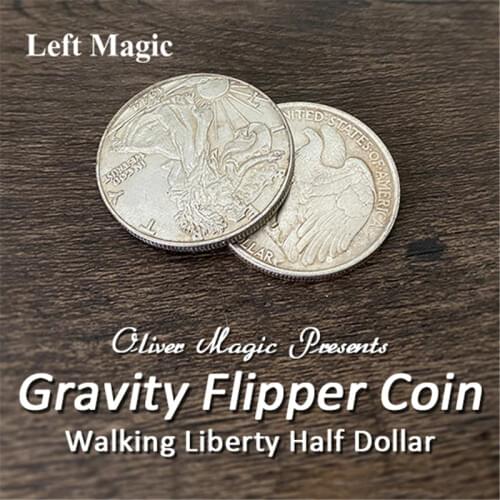 Gravity Flipper Coin ( Walking Liberty Half Dollar ) Magic Tricks Special Magnetic Butterfly Coin Money Magic Accessories Stage