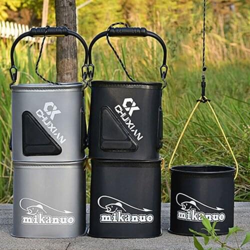 Premium Foldable EVA Thick Fishing Bucket Live Fish Box With Rope Camping Hiking Water Container feed Storage fishing bag bass