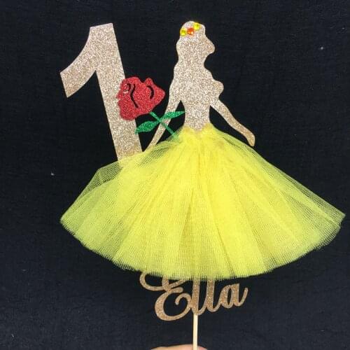 Belle Cake Topper Glitter Topper Birthday Party Decorations Party Supplies Beauty And Beast Cake Topper Princess Belle Topper