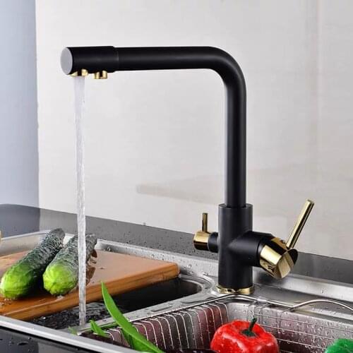 WZLY Kitchen Filter Faucets Black Bronze/Brushed Brass 360 Rotate Kitchen Faucet With Water Purification Feature Crane Mixer Tap