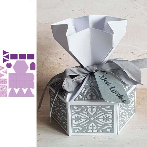 Box Making Dies Hexagon-Gift-Box Metal Cutting Dies for Scrapbooking and Cards Making Paper Craft New 2019
