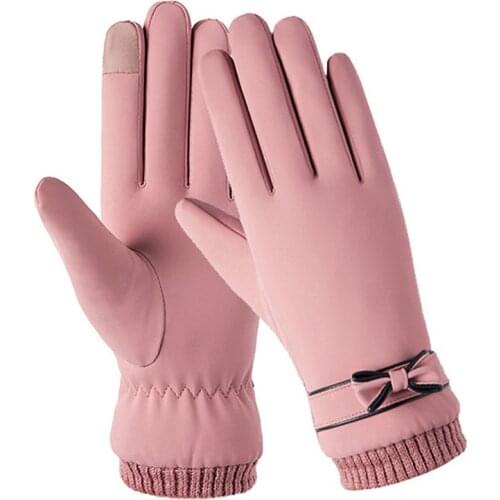 Fashion Winter Women Gloves Windproof Waterproof Internal Plush Warm Lady Mittens Touch Screen Skin-friendly Soft Female Gloves