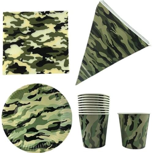 Omilut Camouflage Birthday Party Disposable Tableware Set Camouflage Theme Decor Baby Shower Boy 1th Supplies Plates/Cups/Paper