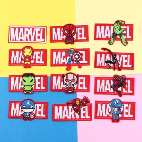 Marvel superhero Spiderman Iron Man hulk Cartoon Stickers for Clothes Accessories Kids Patches Iron on Transfer Children Patches