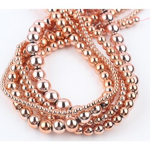 Natural Stone Rose Gold Hematite Bead Loose Spacer Accessories Beads For Jewelry Making DIY Energy Bracelet 15"Inch 3 4 6 8 10mm
