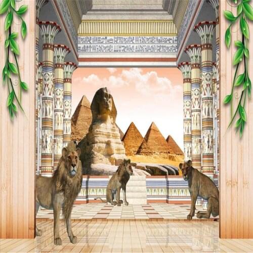 Beibehang Wallpapers Modern Egyptian Pyramids Sphinx Murales De Pared 3d Wallpaper Hotel Bedroom Mural for Living Room