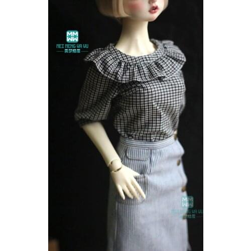 BJD doll clothes fashion ruffled shirt, denim skirt for 60m 1/3 BJD SD doll accessories