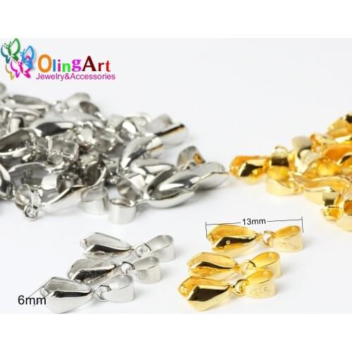 OlingArt 12/15/20mm 12pcs Pendant Clasps Pinch Clips Bails Charm Necklace Connectors Beads DIY Jewelry Findings