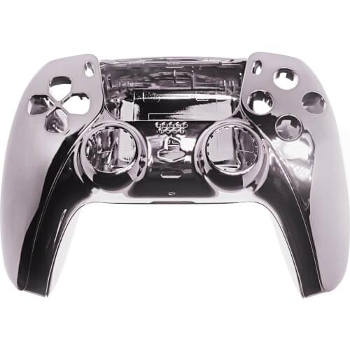 Silver Shells Chrome Case Cover for PS5 Joystick Controller Glossy Housing Replacement Shells Faceplate Middle Strips
