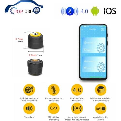 Motorcycle TPMS Sensor Tire Pressure Monitoring System TPMS 2 Sensor Bluetooth For Android / IOS Monitor System Tyre Tpms