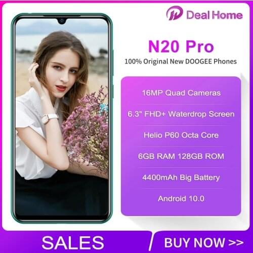 DOOGEE N20 Mobilephone Fingerprint 6.3inch FHD+ Display 16MP Triple Back Camera 64GB 4GB MT6763 Octa Core 4350mAh Cellphone LTE