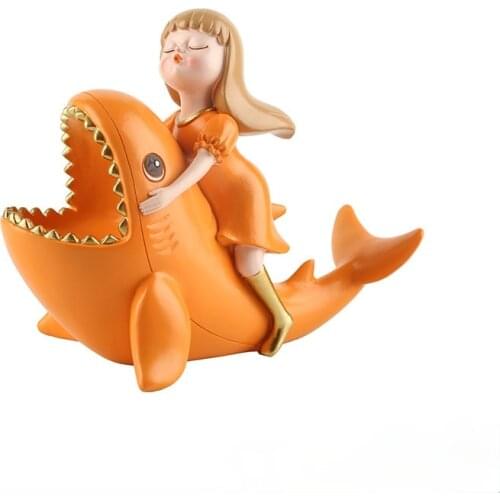 Resin Statue Shark Figurine Storage Box Home Decoration Ornamental Resin Art Sculpture Figurines Home Decor Gift Decorative
