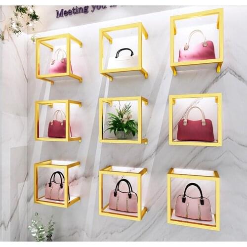 Shoe store shoe rack display rack gold bag rack wall combination rack womens clothing store wall mounted shelf