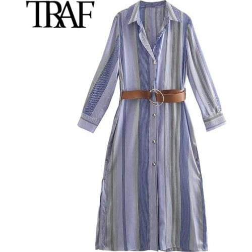 Летние платья в полоску TRAF China At AliExpress